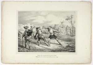 そしてついに、致命的な一撃が彼女の脇腹を貫いた...。 作： Horace Vernet