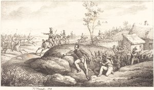 コサックに対する歩兵待ち伏せ 作： Emile Jean Horace Vernet