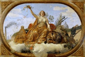 平和の天井画、Salle des Pas Perdus、1839-1847。 作： Emile Jean Horace Vernet