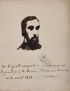作曲家アリスティド・ヒニャールの肖像 1822-1898, 1848. 作： Emile Jean Horace Vernet