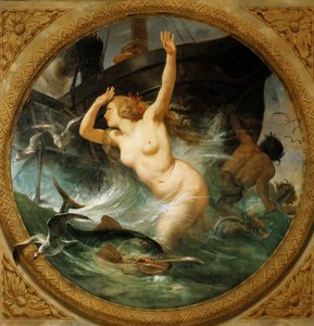 海の神々を飛ばす蒸気 天井画、Salle des Pas perdus、1839-1847。 作： Emile Jean Horace Vernet
