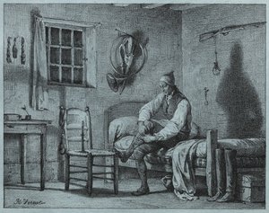 ベッドから起き上がるリミエの従僕 作： Emile Jean Horace Vernet