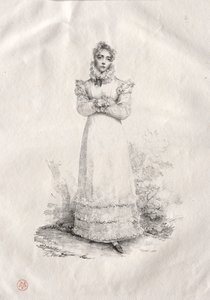 立っている若い女性 作： Emile Jean Horace Vernet