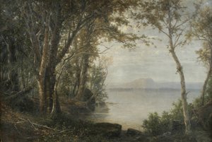 カタディン山、湖と山のある風景 作： Horace Wolcott Robbins