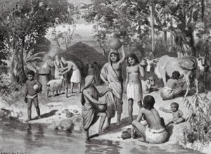 インドに定住したアーリア人、野外生贄（リトグラフ） 作： Horace van Ruith