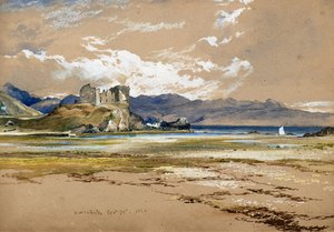 ノック城、スカイ、1834年頃（水彩画 作： Horatio McCulloch