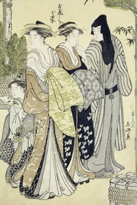 多摩屋のコムラサキ、正月（木版画 作： Hosada Gokei or Gokyo