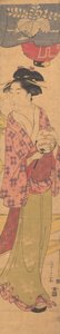 ファンを持つ少女、カリフォルニア州。 1780年。 作： Hosoda Eishi