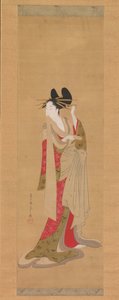 彼女の口に手紙を書いた遊女、1756年から1815年。 作： Hosoda Eishi