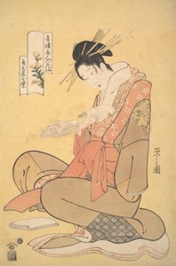 てぇ 花魁 濃紫 おｆ 門田マヤ レアヂンｇ あ ぇってｒ、 か。 １７９４。 作： Hosoda Eishi