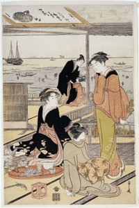 品川湾の茶屋 作： Hosoda Eishi