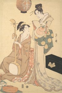 2 つの芸者、カリフォルニア州。 1792年。 作： Hosoda Eishi
