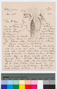 1908年10月25日、ハワード・カーターからキングスミル・マーズへの手紙の1ページ目（紙にペンとインク） 作： Howard Carter