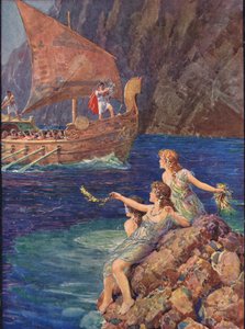 「アルゴ」を呼ぶ水のニンフ、ギリシャのおとぎ話の英雄のイラスト、チャールズ・キングスレー（1819-75）作（カラーリソ）