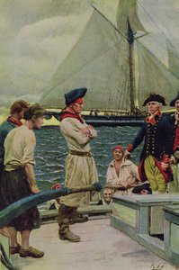 英国の賞を受賞したアメリカの民間人、ハンプトンL.カーソンによる「ペンシルベニア州の米国の反抗」のイラスト、パブ。ハーパーの雑誌で、1908 作： Howard Pyle