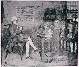 ペンシルベニア州の昔の学校、ハーパーの雑誌、1881年 作： Howard Pyle