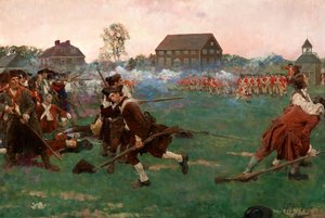 4月19日、レキシントン・コモンでの戦い 作： Howard Pyle