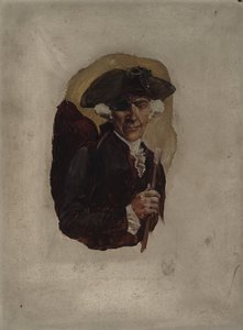 1907 年 8 月のハーパーズ マンスリー マガジンに掲載されたハワード パイルの「キシュムーアのルビー」からの片目の小さな紳士 (キャンバスに油彩) 作： Howard Pyle