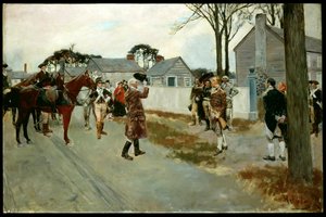 ヘンリー・カボット・ロッジ（1850-1924）による「革命の物語」より、ノースカロライナ州シャーロットでのグリーンとゲイツの会合（キャンバスに油彩） 作： Howard Pyle