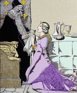 魔法使いマーリンを魅了したヴィヴィアン料金。イラスト：ハワード・パイル（1853〜1911）（アメリカのイラストレーター 作： Howard Pyle