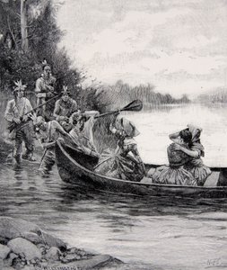 1887年6月、Harper&39;s Magazineに掲載されたエリザベスとフランシスギャロウェイの捕獲 作： Howard Pyle