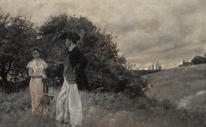 無題、1898 年 12 月のハーパーズ ニュー マンスリー マガジンに掲載されたマイルズ ヘメンウェイの「オールド キャプテン」より (キャンバスに油彩) 作： Howard Pyle