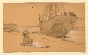 ドローイング、海岸にて、1884年 作： ハワードラッセルバトラー