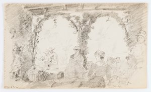無題（座る人物と音楽家たち） 作： Howard Russell Butler