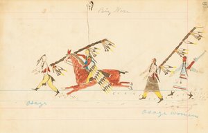 オーセージ、ビッグノーズ、オーセージウーマン、1874-75（ペン、台帳のインクとトイレ）