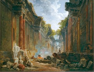 Vue imaginaire de la Grande Galerie en ruine - 廃墟と化したグランド・ギャラリーの想像図 ...