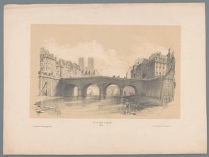 パリのポン・サン・ミッシェルの眺め Vue du pont St Michel、パリ (オブジェクトのタイトル) 風景の断片（連載タイトル） Fragments de Paysages (シリーズタイトル) 作： Hubert Clerget