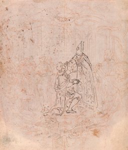 口絵のデザイン：名誉を与える司教、カルトゥーシュ内のシーン 作： Hubert Francois Gravelot
