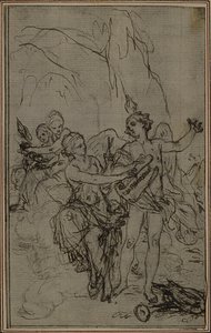 習作：ルカンの "ラ・ファルサール "のためのヴィネット-口絵 作： Hubert Francois Gravelot