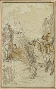 ルカンの「ラ・ファルサール」のための習作、カントI 作： Hubert Francois Gravelot
