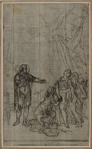 ルカンの「ラ・ファルサール」カントVのための習作 作： Hubert Francois Gravelot