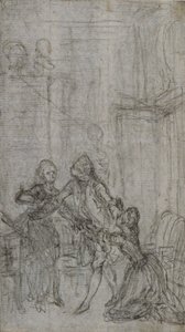 シャルル＝シモン・ファバール「愛の表現」のヴィネット＝口絵のための習作。 作： Hubert Francois Gravelot