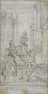 シャルル＝シモン・ファバール『愛の表現』のヴィネット＝口絵のための習作。 作： Hubert Francois Gravelot