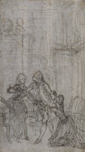 シャルル＝シモン・ファバール「愛の表現」のヴィネット＝口絵のための習作。 作： Hubert Francois Gravelot