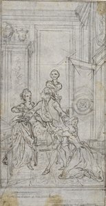 シャルル＝シモン・ファバール『愛の表現』のヴィネット＝口絵のための習作。 作： Hubert Francois Gravelot