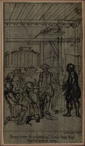 コッレ『アンリ4世の狩りの一部』第3幕のヴィネット-扉絵のための習作 作： Hubert Francois Gravelot