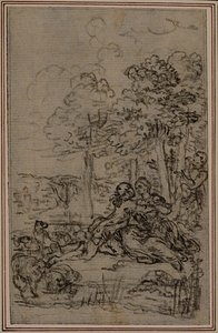 フォントネル『ミルティーユの愛』カントIVのヴィネットのための習作 作： Hubert Francois Gravelot