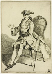 座っている若い領主 作： Hubert Francois Gravelot
