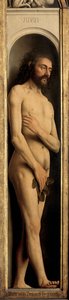 アダム、ゲントの祭壇画の左翼の詳細 作： Hubert & Jan van (1390 1441) Eyck