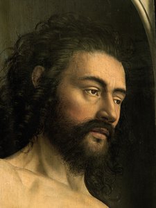 ゲントの祭壇画の左翼からのアダムの詳細 作： Hubert & Jan van (1390 1441) Eyck