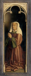 Lysbette Borluut、Ghent Altarpiece の詳細、閉じた (パネルに油彩) 作： Hubert & Jan van (1390 1441) Eyck