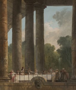 寺院の廃墟での宴会、1795 作： Hubert Robert