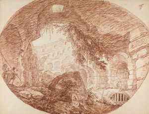コロッセオの廃墟に座っている芸術家、1759年頃 作： Hubert Robert
