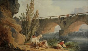 カスケードに架かる橋。 作： Hubert Robert