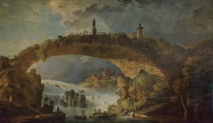 滝にかかる橋 作： Hubert Robert