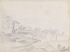 リバーサイド沿いの建物 [裏面] 作： Hubert Robert